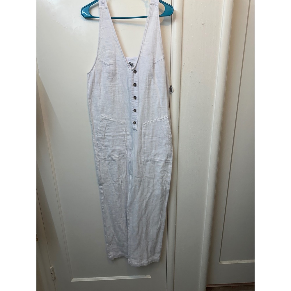 Self Contrast White Cotton Button Front Jumpsuit USA Made S Anthropologie NEW!